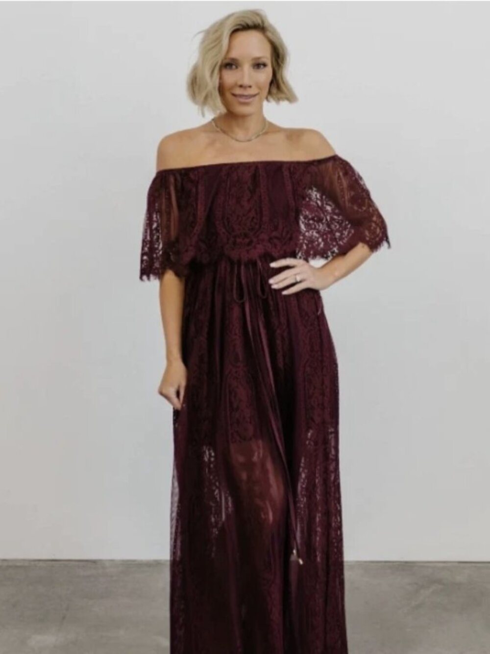 NWT - Baltic Born Caroline Lace Maxi Dress in Burgundy
